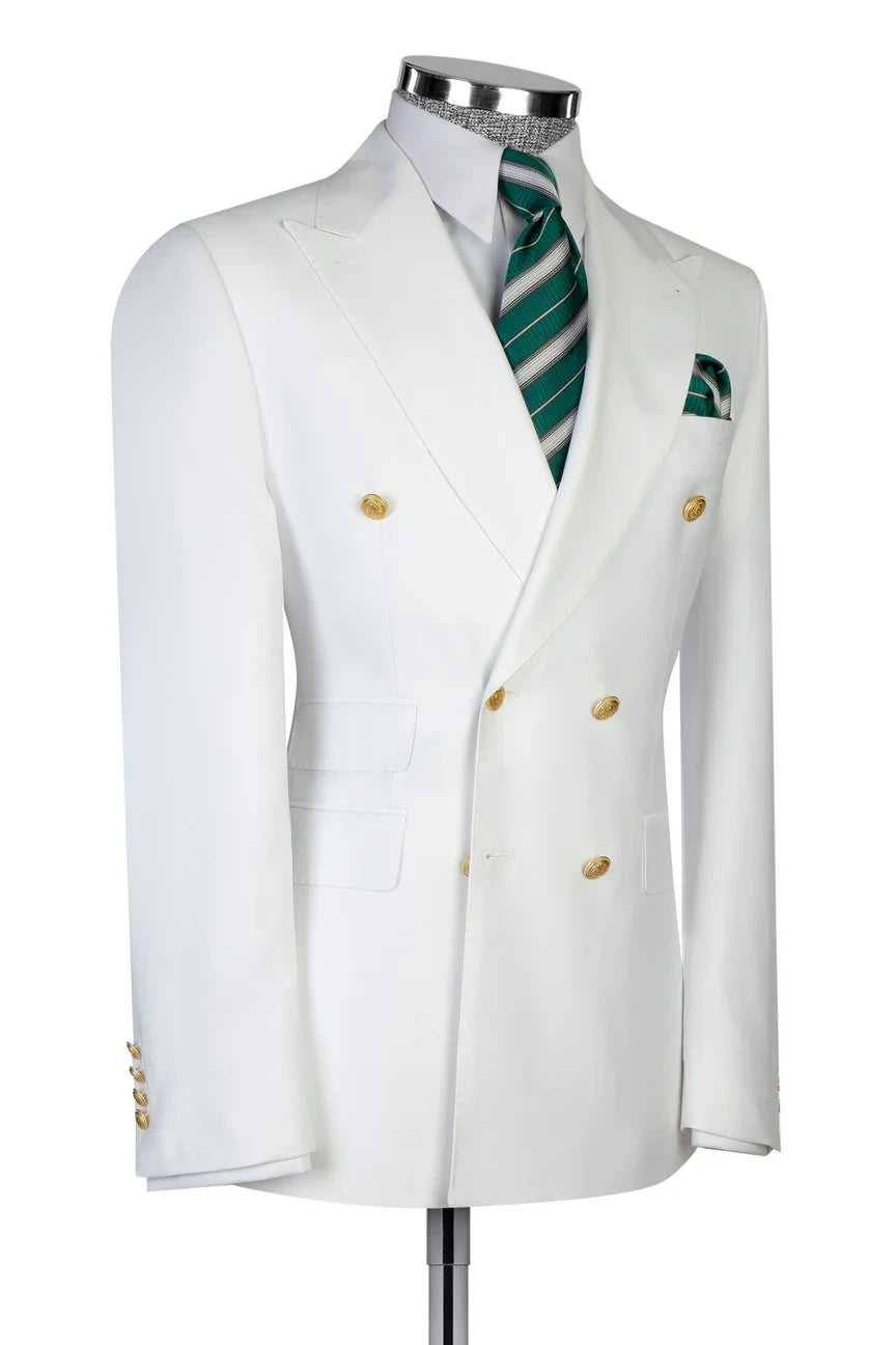 Men's White Peak Lapel 2-piece Suit