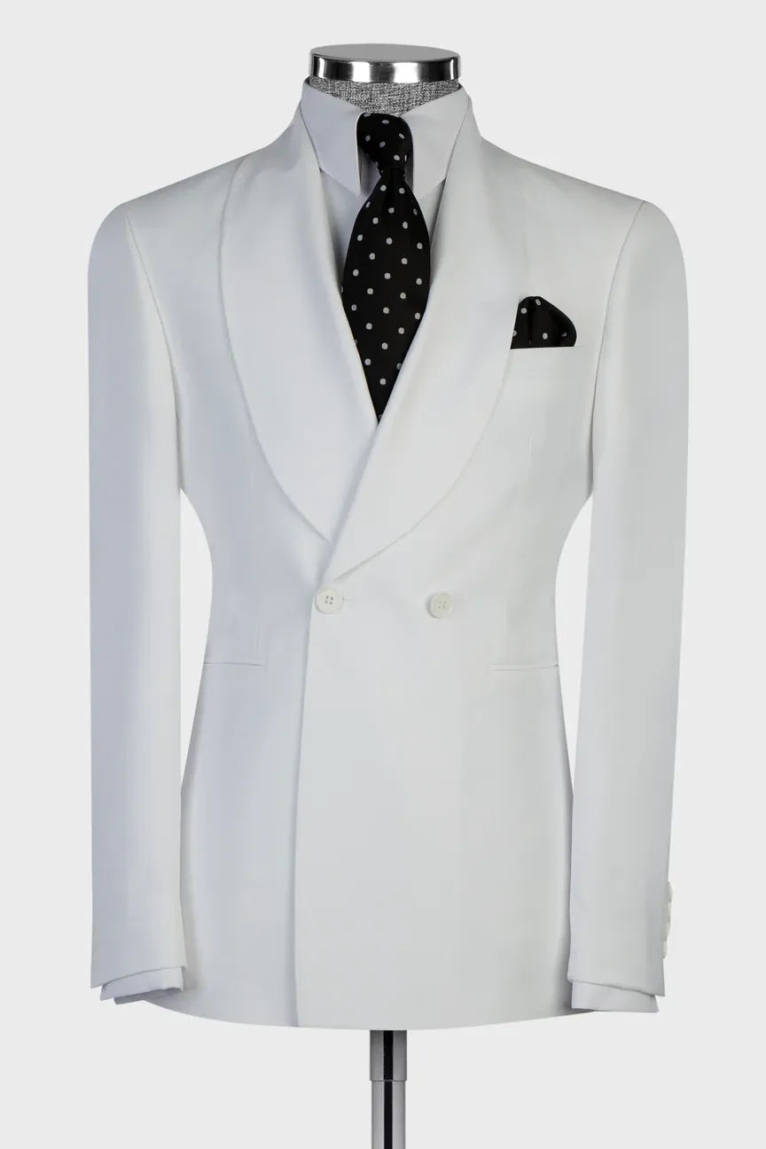 White Two-button Shawl Lapel 2-piece Suit