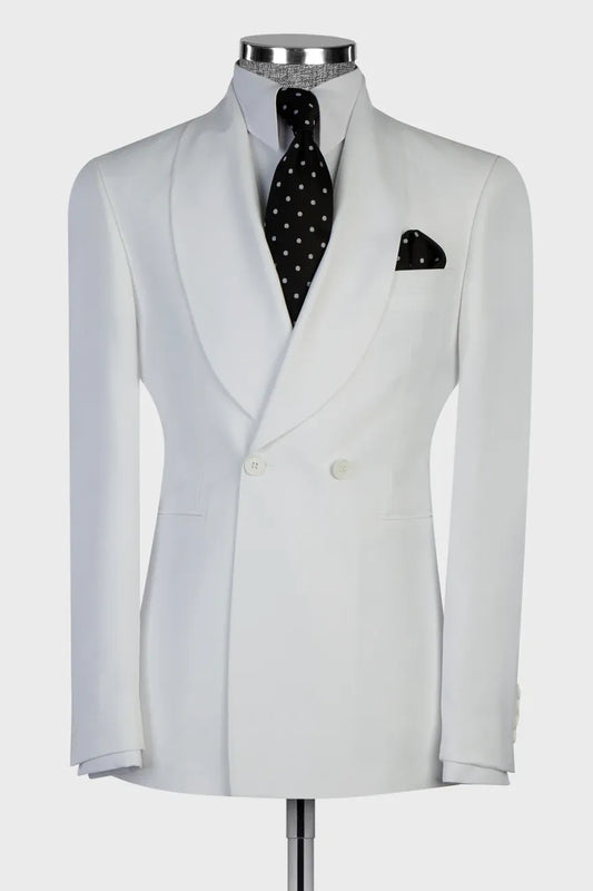White Two-button Shawl Lapel 2-piece Suit