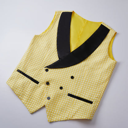 Yellow Dot Shawl Lapel Single Breasted Wedding Groom Suits for Wedding