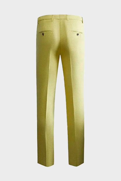 Men's Yellow Peak Lapel Prom 3 Piece Suit