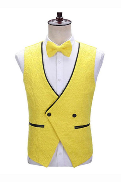Yellow Single Breasted 3 Piece Prom Suit